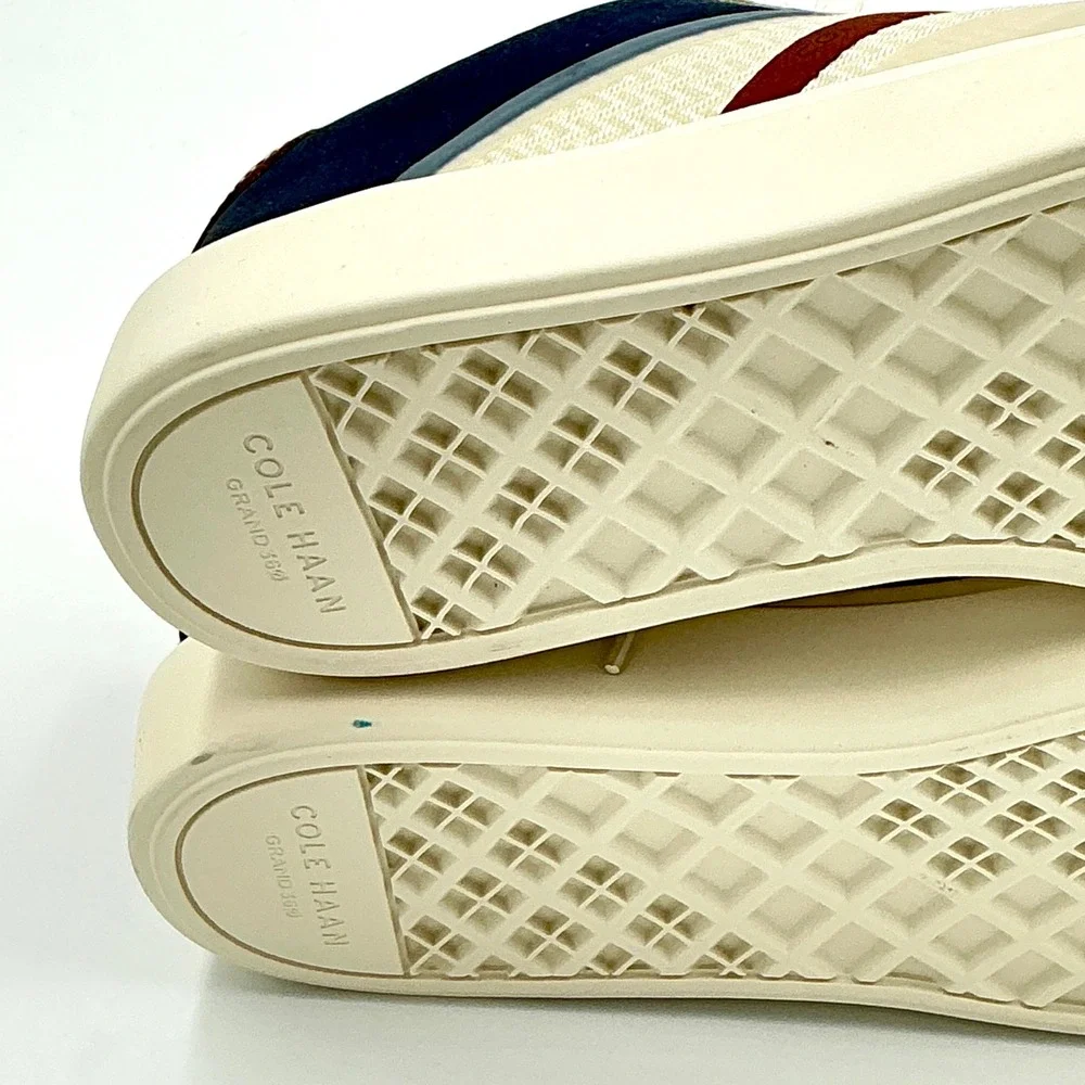 Cole Haan Mens Size 10.5 Sneaker Beige Navy NEW Grand 360 Crosscourt Winner $160